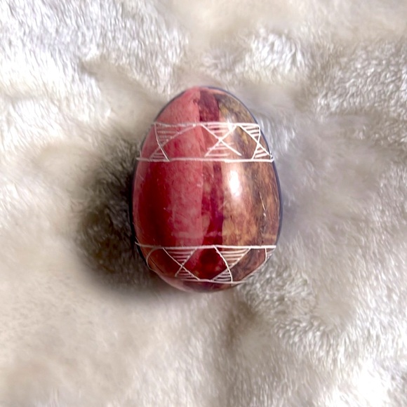 Other - AFRICAN HAND CARVED ETCH DESIGN DECORATIVE STONE EGG FROM KENYA 🇰🇪